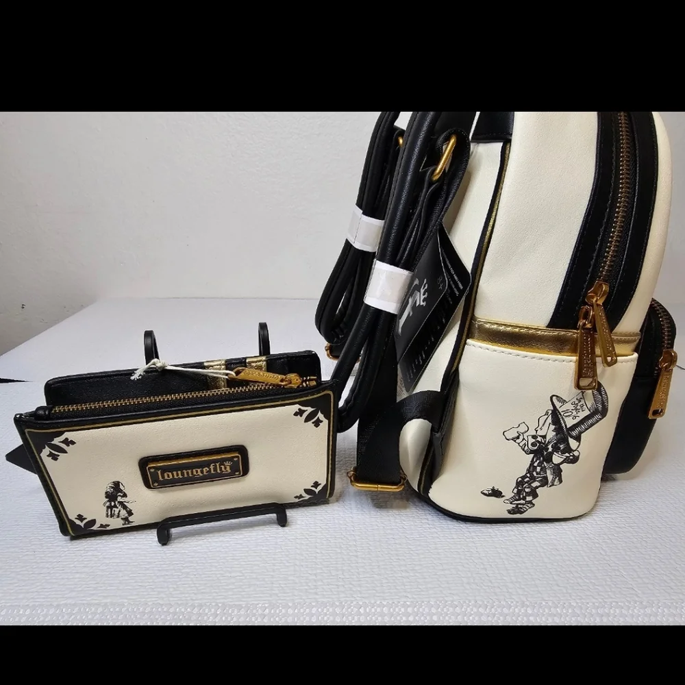 Loungefly Disney Alice In Wonderland We're All Mad Here Backpack and Wallet BNWT - Picture 3 of 9